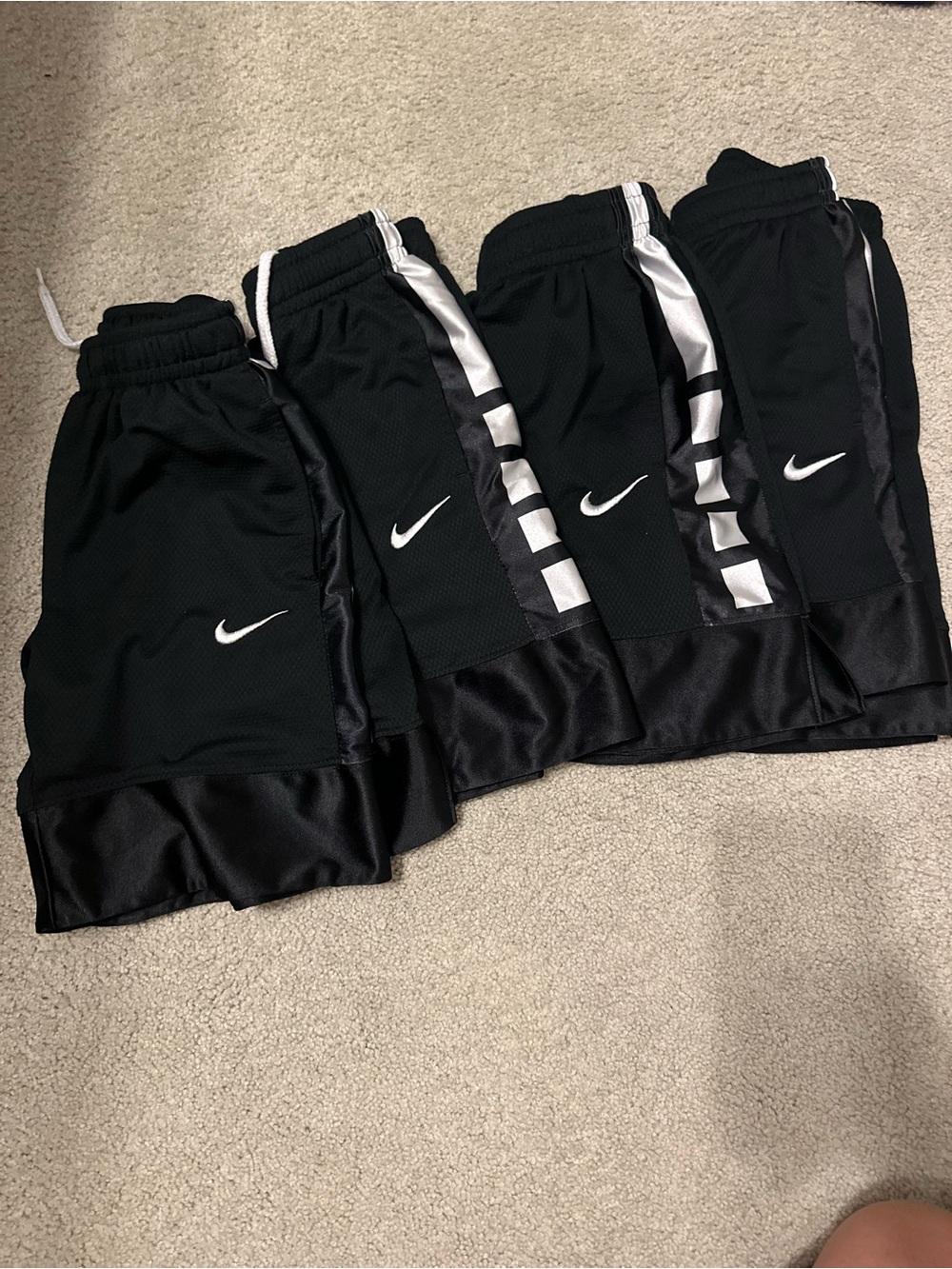 Nike Boys Elite Black Athletic Basketball Shorts with White Swoosh